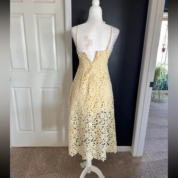 ASTR The Label Butter Yellow Crochet Lace Midi Dress 
size Small (4) - Picture 6 of 12